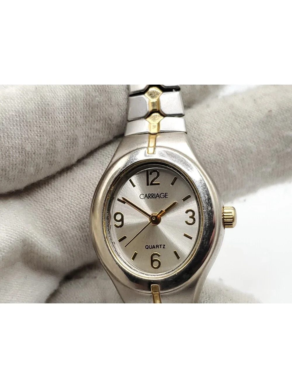 Carriage By Timex Quartz Womens Watch New Battery Two-Tone Expandable Band 21mm